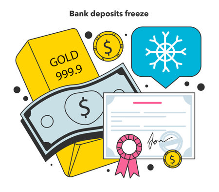 Bank deposits freeze as a measure to reduce inflation. Economicsのイラスト素材