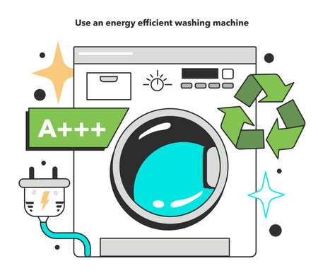 Use an energy efficient washing machine for energy efficiency at home.のイラスト素材