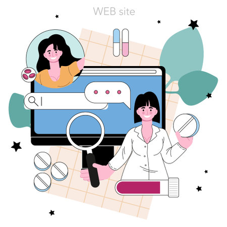 Allergist online service or platform. Allergy symptom diagnosticのイラスト素材