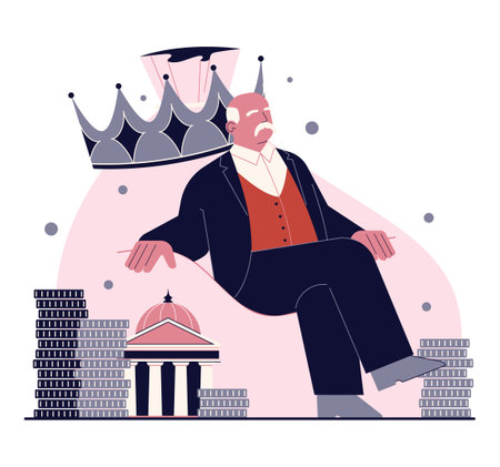 Oligarchy political regime. Power structure in which power rests with a smallのイラスト素材