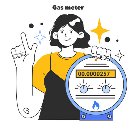 Gas meter. Household gas appliance. Annual checking or maintainingのイラスト素材
