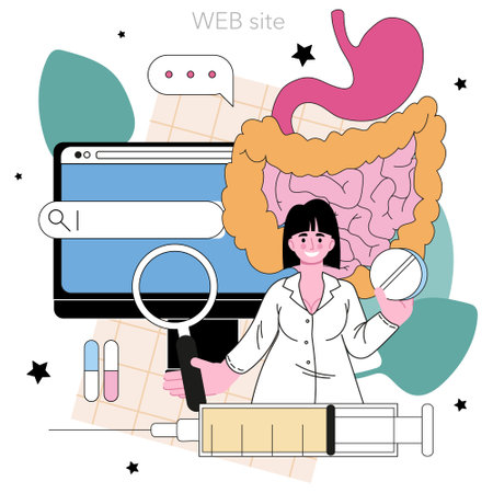 Gastroenterologist online service or platform. Colon and stomachのイラスト素材