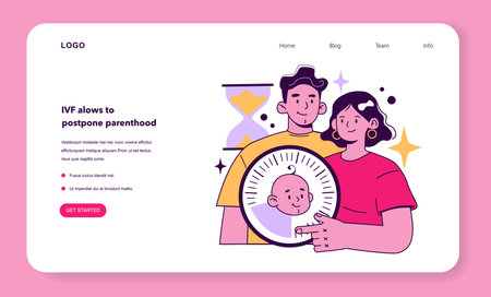 In vitro fertilization benefit web banner or landing page. Infertilityのイラスト素材
