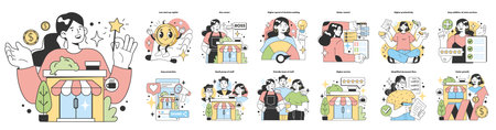 Small business set. Positive aspects about starting and developingのイラスト素材