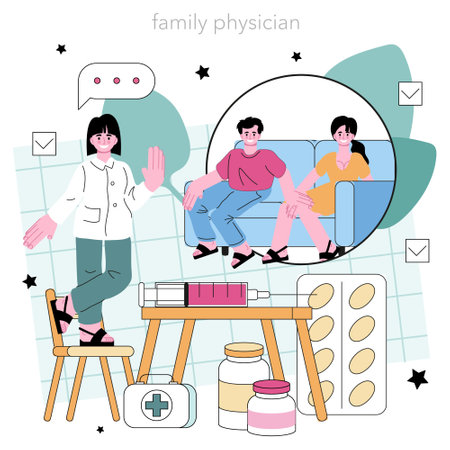 Family doctor concept. Modern medicine treatment, expertizeのイラスト素材