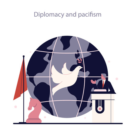 Political views spectrum. Left-wing politics principle. Diplomacy and pacifism,のイラスト素材