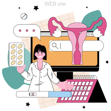Gynecologist online service or platform. Pregnancy managementのイラスト素材