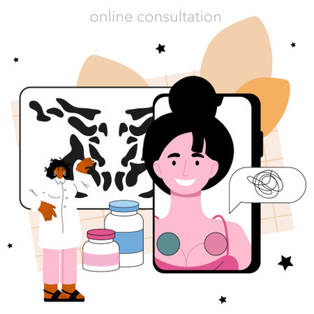 Psychotherapist online service or platform. Mental health diagnosticのイラスト素材
