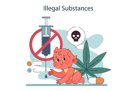 Dangerous and harmful substances for babies. Alcohol and drugsのイラスト素材