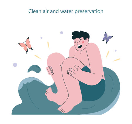 Clean air and water preservation. Sustainability concept. Environmentalのイラスト素材