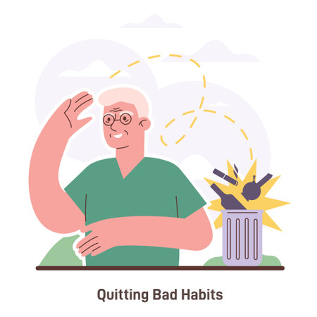 Quitting bad habits. Cardiac disease prevention for seniors. Cardiovascularのイラスト素材