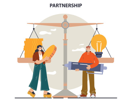 Partnership. Agreement on collaboration and teamwork. Officeのイラスト素材
