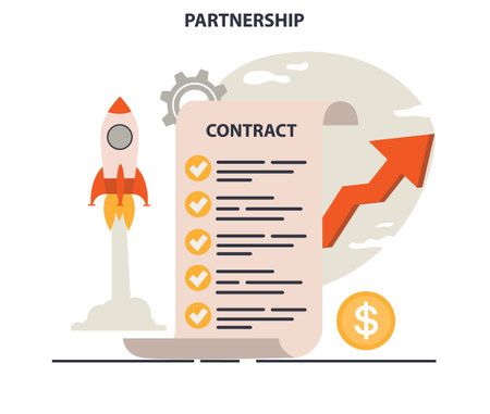 Partnership. Agreement on collaboration and teamwork. Officeのイラスト素材