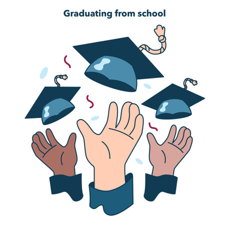 High school or college graduation. Celebration and diploma awardingのイラスト素材