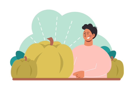 Gardening and planting. Farmer cultivationg vegetables. Organic farmのイラスト素材