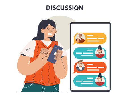 Discussion concept. Characters communicating with each otherのイラスト素材