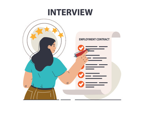 Job interview. Personnel recruitment or hiring procedure. Human resourcesのイラスト素材