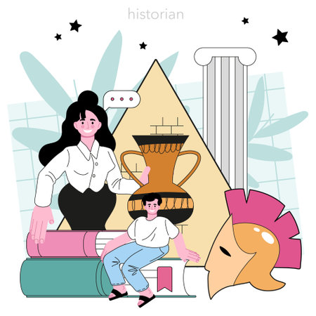 Historian. History scientist or archaeologist. Knowledge of an ancientのイラスト素材
