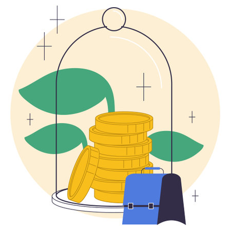 Passive income. People investing money with the prospect of profitのイラスト素材