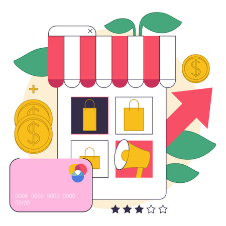 E-commerce and online retail. Development of the business on the internetのイラスト素材