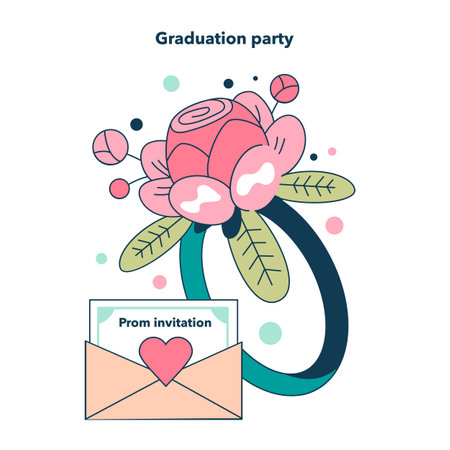 High school graduation or prom. Celebration ball or dance at endのイラスト素材