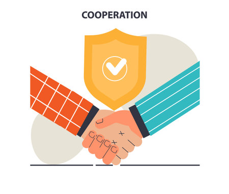 Cooperation concept set. Collaboration and teamwork. Office charactersのイラスト素材