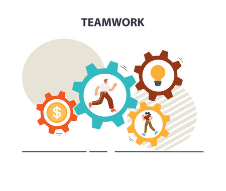 Teamwork. Office characters collaborating for additional businessのイラスト素材