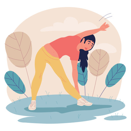 Active lifestyle. Character in a sportswear enjoying being outside,のイラスト素材