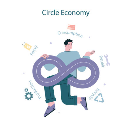 Circular economy. Sustainable business model. Product lifeのイラスト素材