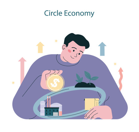 Circular economy. Sustainable business model. Product lifeのイラスト素材