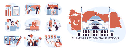 Turkey 2023 presidential election. Democratic procedure, turkish citizensのイラスト素材