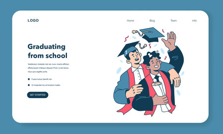 High school or college graduation web banner or landing page.のイラスト素材