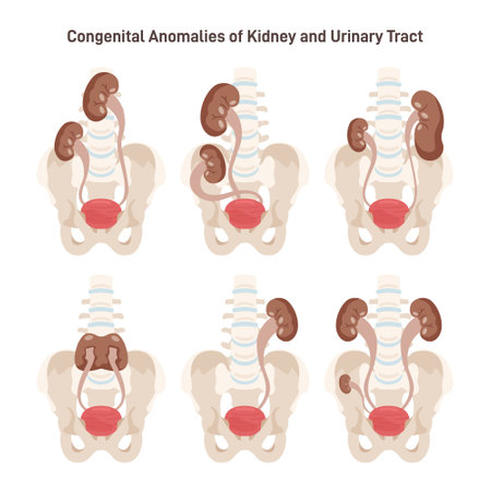 Congenital anomaly of kidneys set. Urinary system organ inbornのイラスト素材