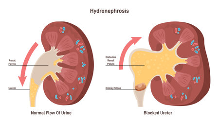 Hydronephrosis. Medical condition in which a kidney enlarge and swellのイラスト素材