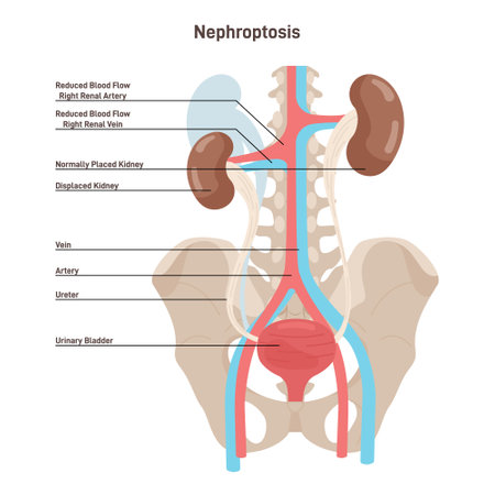 Nephroptosis. Floating kidney or renal ptosis, condition in which the kidneyのイラスト素材