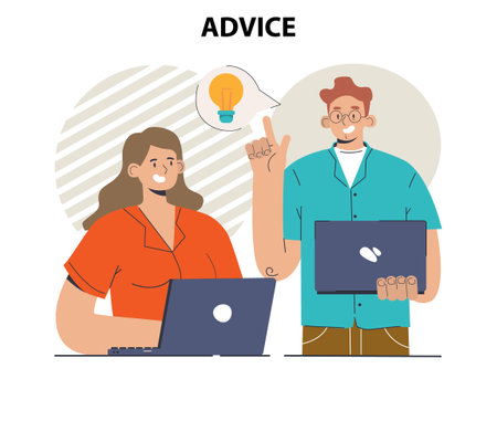 Advice concept set. Character or employee giving or taking a pieceのイラスト素材