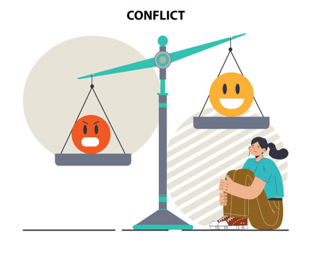 Psychological inner conflict. Different interests dilemma. Inbalanceのイラスト素材