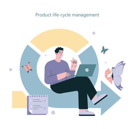 Product lifecycle management. Sustainability and circular economyのイラスト素材