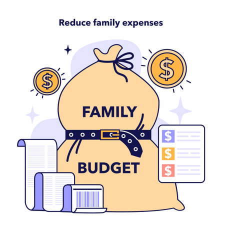 Reduce family expenses to plan a family budget. Household financeのイラスト素材