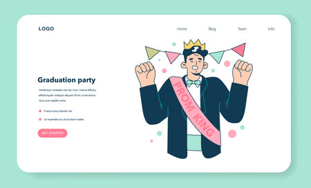 High school graduation or prom web banner or landing page.のイラスト素材