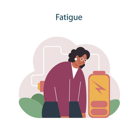 Nicotine withdrawal symptom. Fatique as a common effect on characterのイラスト素材