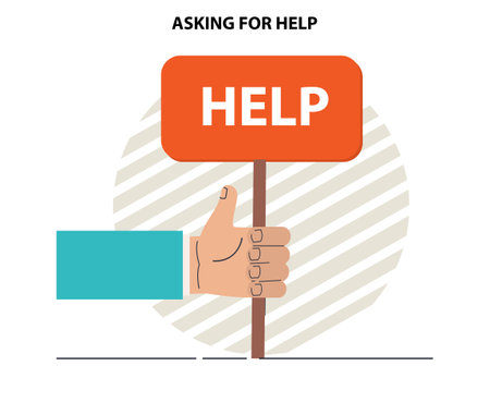 Asking for help. Character seeking support from other peopleのイラスト素材