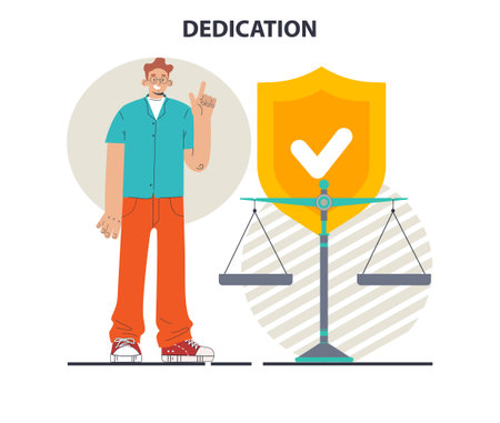 Dedication concept. Character corporate loyalty and personalのイラスト素材