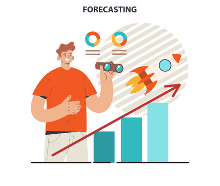 Business forecast. Employee planning a new project, start up or marketingのイラスト素材