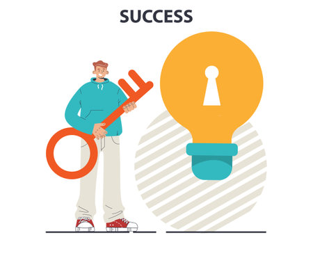 Success. Winning in competition. Getting reward or prizeのイラスト素材