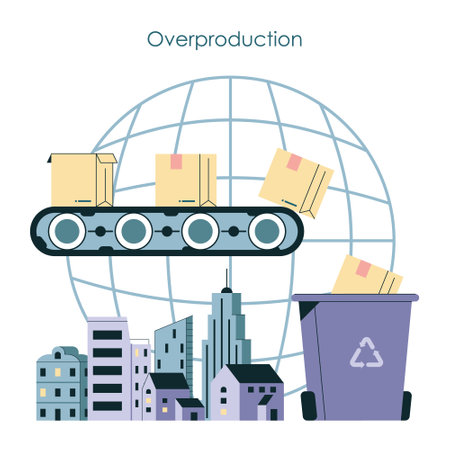 Overproduction and overconsumption concept set. Global ecologicalのイラスト素材
