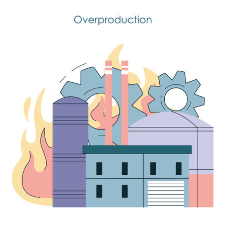 Overproduction and overconsumption concept set. Global ecologicalのイラスト素材