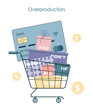 Overproduction and overconsumption concept set. Global ecologicalのイラスト素材