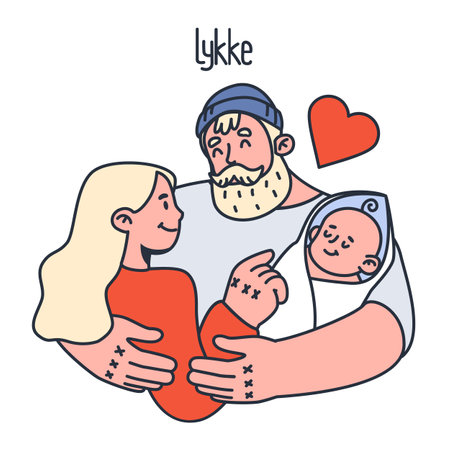 Hygge and Lykke concept. Scandinavian joyful lifestyle approachのイラスト素材