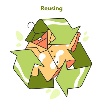 Zero waste concept. Upcycling or reuse of old clothes. Eco tips for reducingのイラスト素材